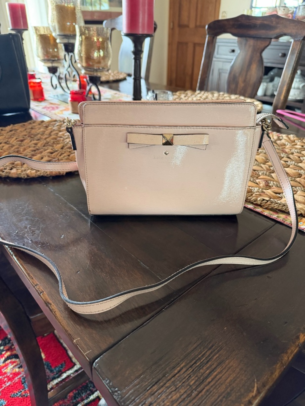 kate spade Blush Patent Leather Bow Crossbody